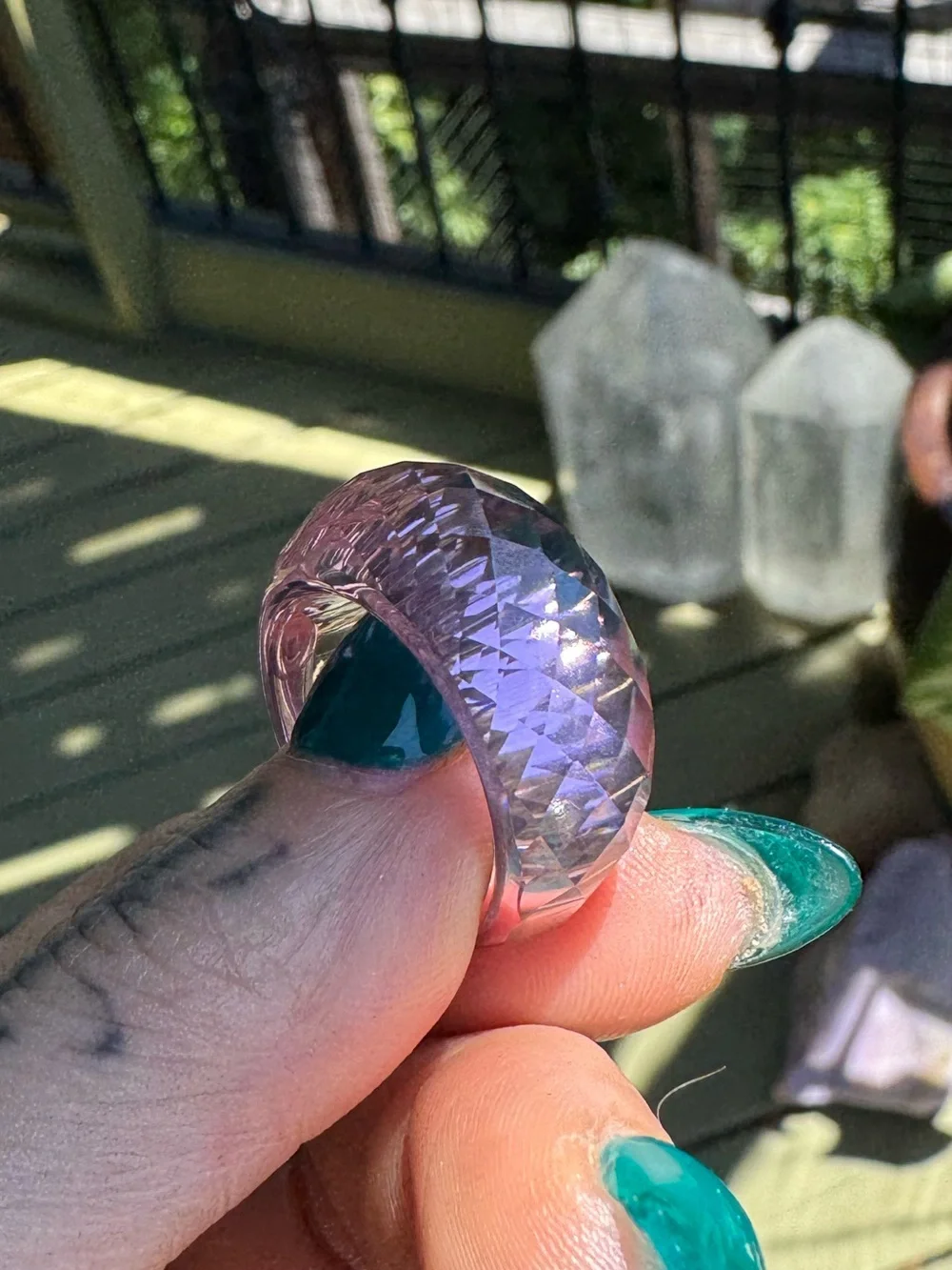 Stunning Swarovski Glass Faceted Pink Dome Ring size 8